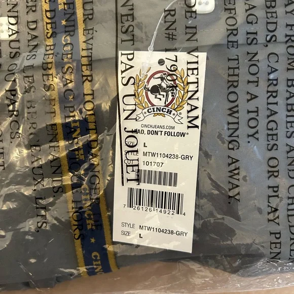 Cinch Charcoal Button Down Shirt - Large - NWT - Picture 6 of 6